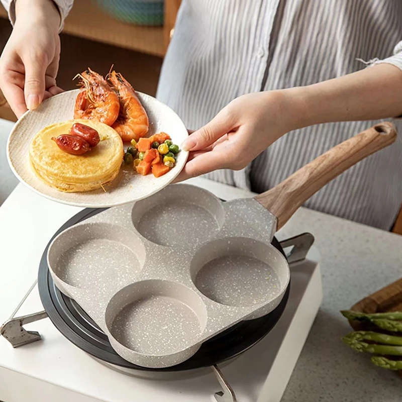 

1Pc 4 Holes Egg Pancake Pan Frying Nonstick Pans Skillet Pot 4 Eggs Stove Omelet Ham Maker For Kitchen Cooking Tool