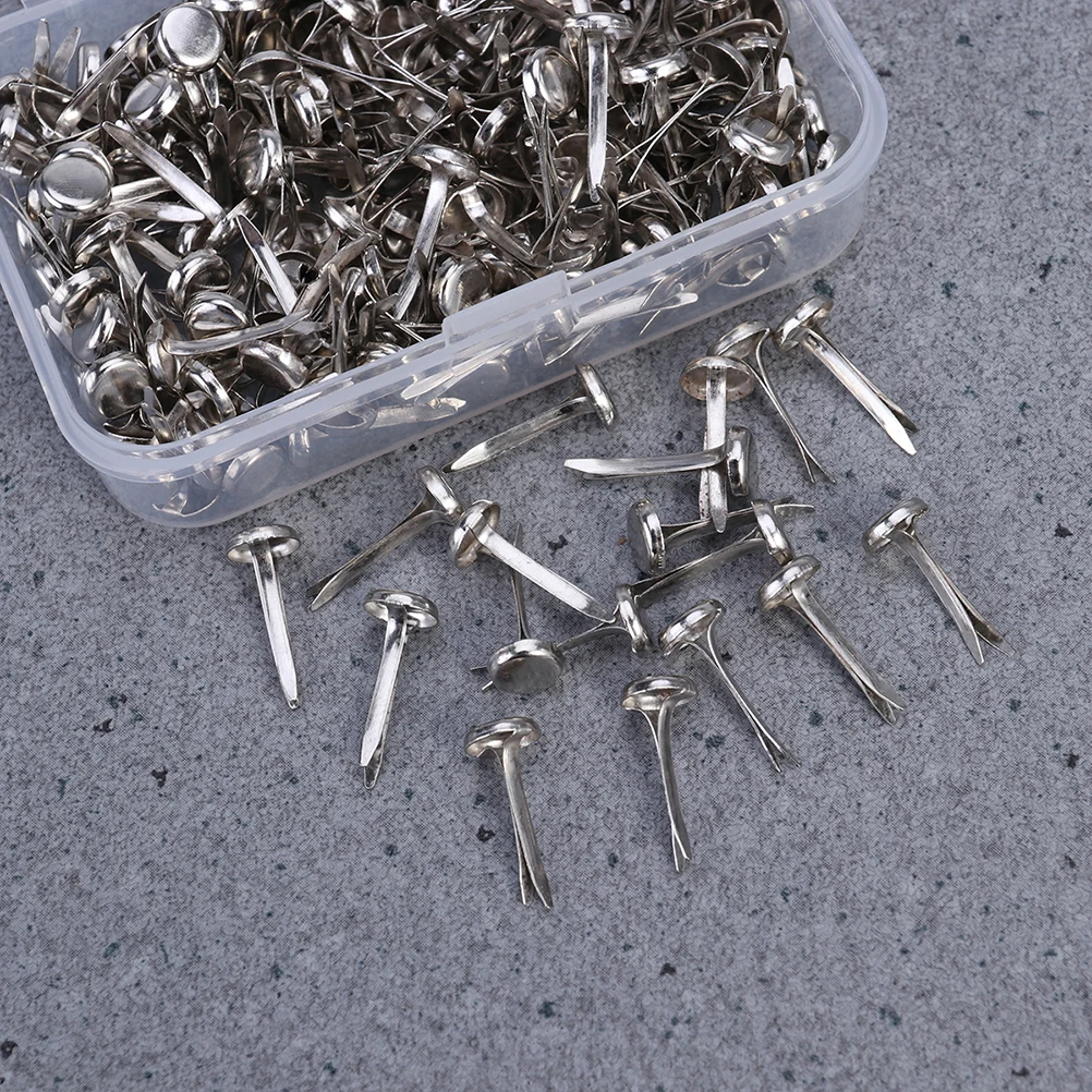 Фото 200pcs Electroplated Two-leg Nails Rust-proof Round Head Metal Fasteners for Crafts Scrapbooking Office Supplies №3
