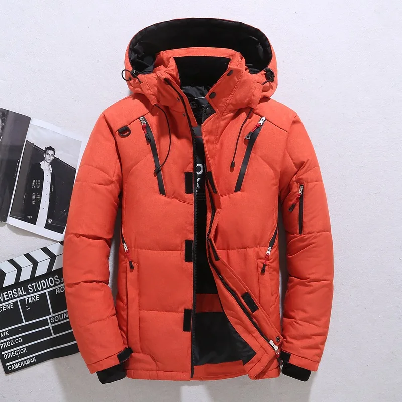 -20 Degree Winter Parkas Men Jacket Male White Duck Down Jacket Hooded Outdoor Thick Warm Padded Snow Coat Oversized