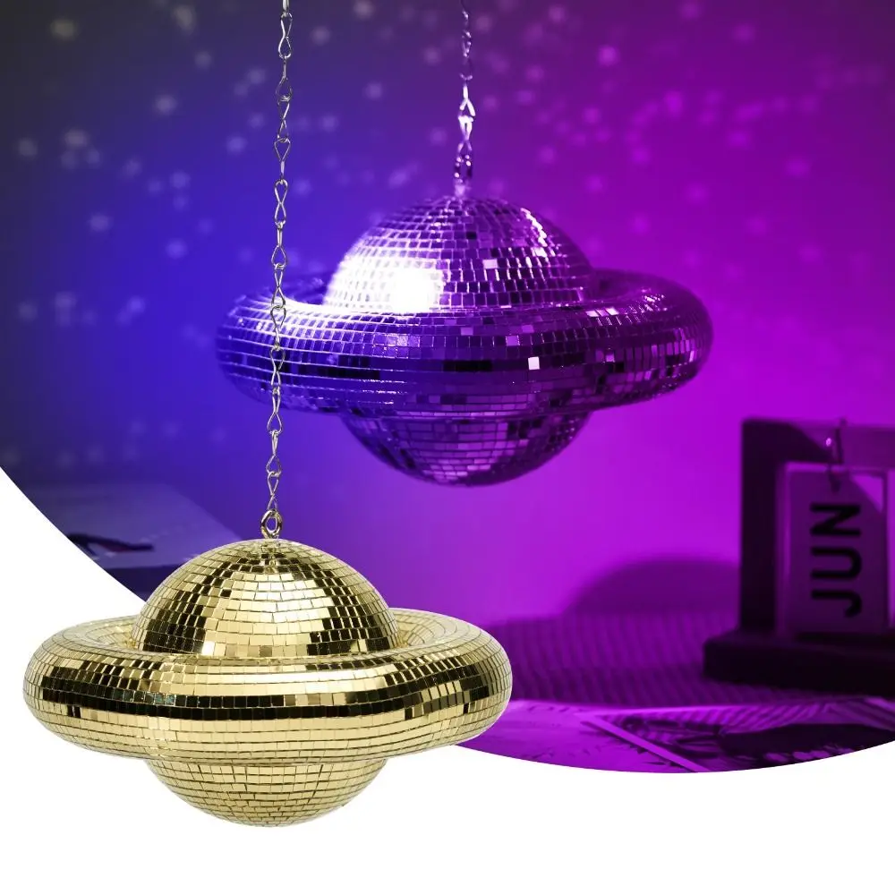 

Gold Planet Disco Ball Planet Shaped Disco Ball Decorations Reflective Hanging Disco Decor for Party Home Bar KTV