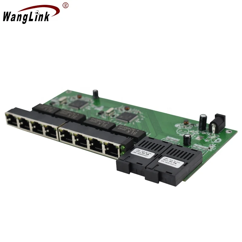 

Wanglink гигабитный коммутатор Ethernet, волоконно-оптический медиа-конвертер PCBA 8 RJ45 UTP и 2 SC волоконный порт 10/100/1000M плата PCB