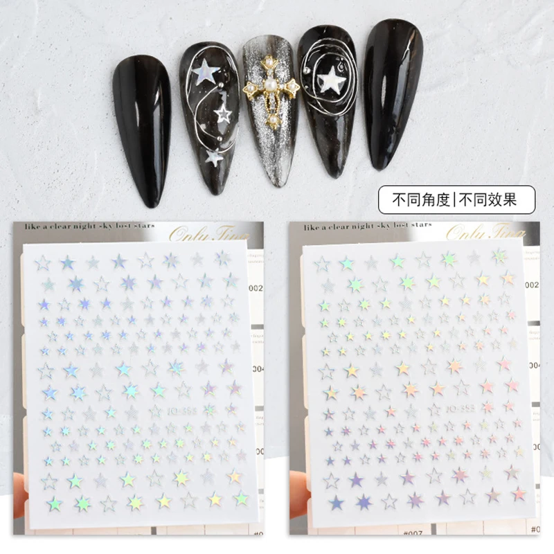 

1PCS Fashion Laser Nail Stickers Nail Art Decorations Stars Flowers Love 3D Aurora Stickers Nail Art Accessories Nail Parts