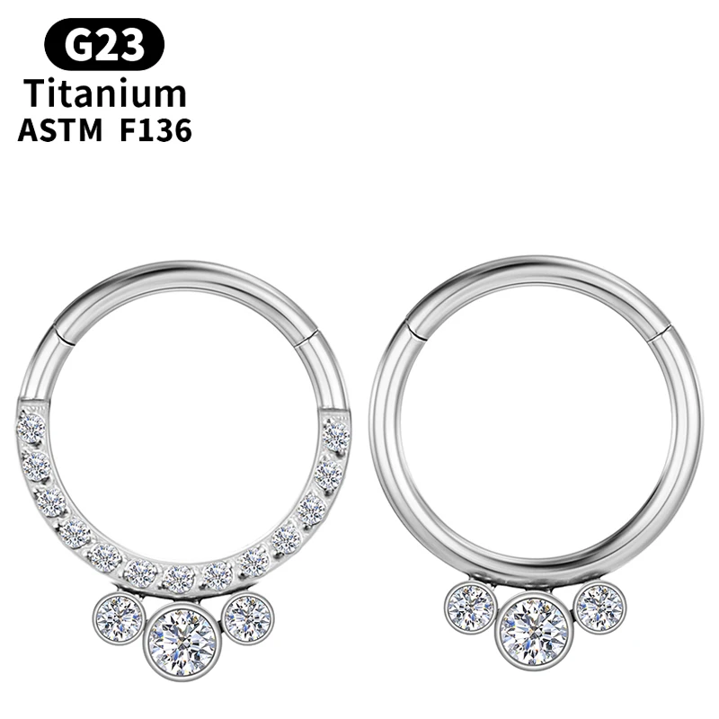 

Piercing Zircon Cartilage Nose Rings Jewelry Hoop Earrings for Women Clicker G23 Titanium Body Tragus Helix Industrial Labret