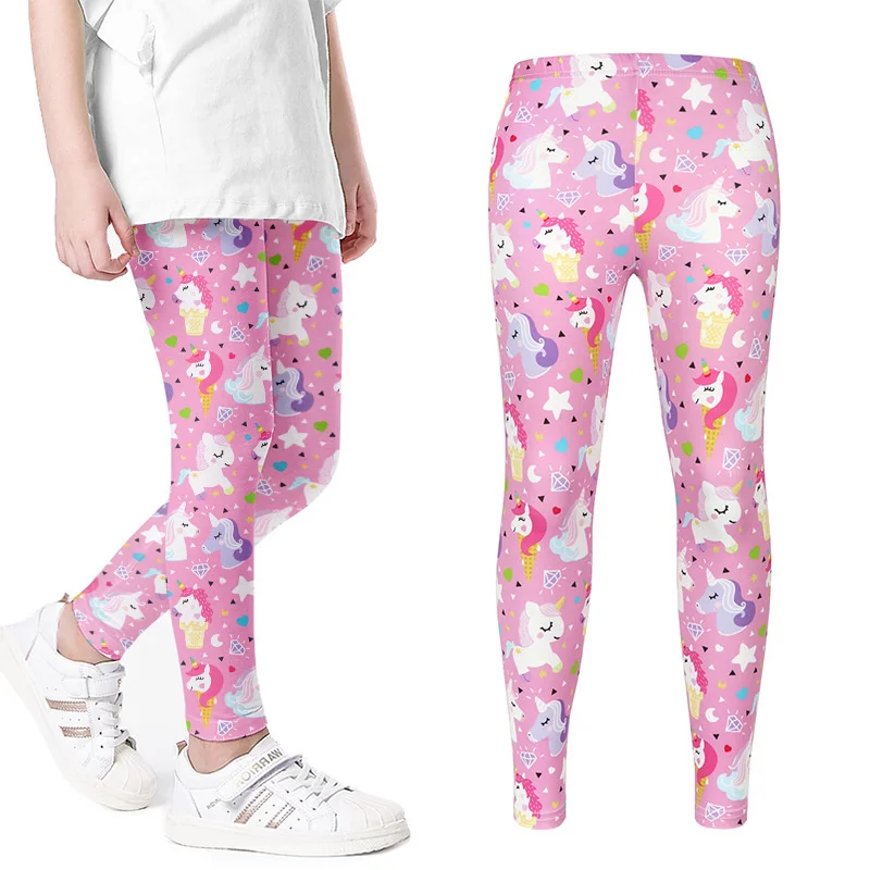 

New Girls Summer Cartoon Unicorn Leggings Children Thin Soft Printed Mosquito Pants Student Casual Wear Outdoor Travel Clothes