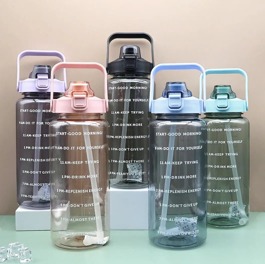 

2000ml fitness camping hiking sports water bottle Plastic water bottle Leak proof fast flow BPA-free transparent drinking bottle