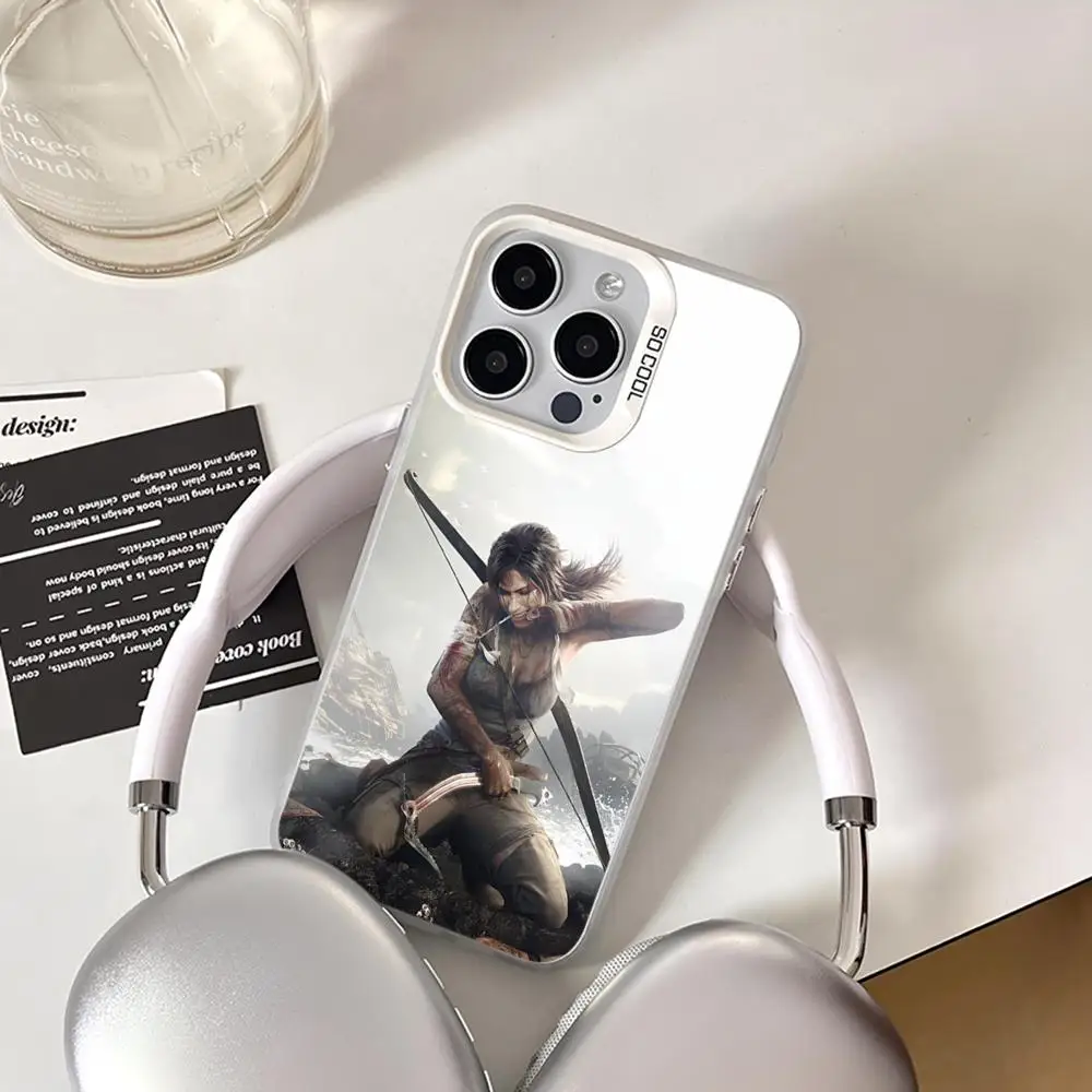 Чехол для телефона L-Lara Croft Tomb Raider Iphone 16-11 Pro Max Xr X Xs 8 7 Plus белый цвет серебристый