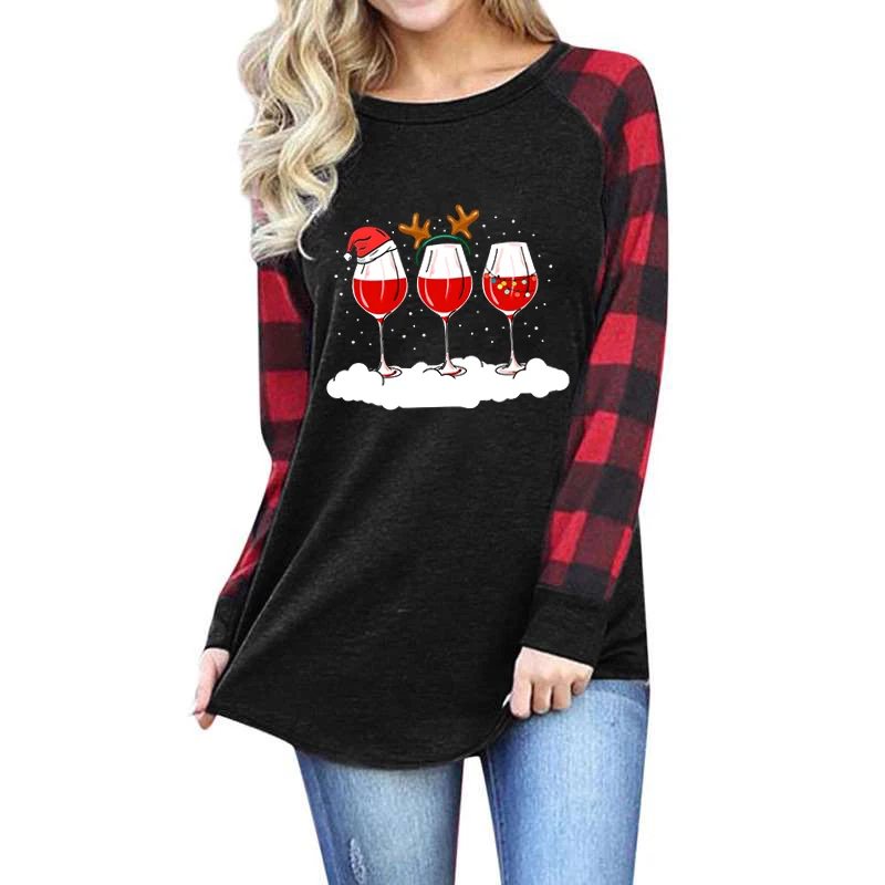 

Christmas Snowflake Printed Hoodies Hip Hop Streetwear Women Hoodie Sweatshirt Fashion Warm Top Cute Christmas Wine Print Hoody