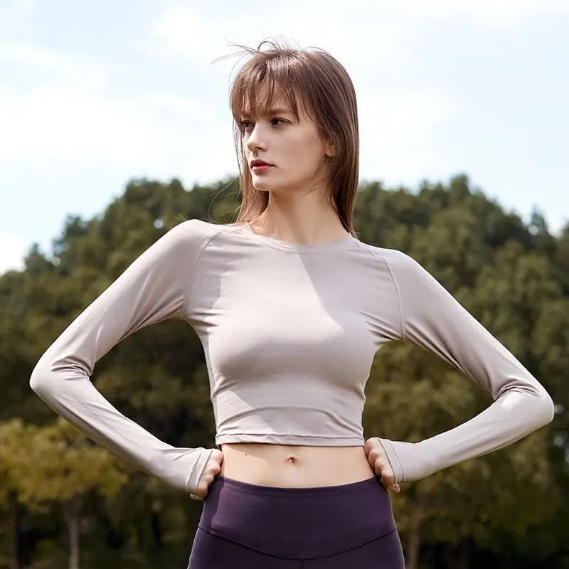 

Yoga Long-sleeved Top Autumn Winter New Sexy High Elastic Quick-drying T-shirt Tight Sports Fitness Shirt Gym Top Women