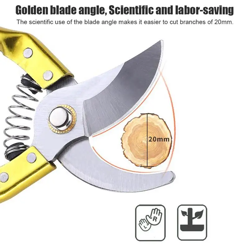 

Portable Stainless Steel Garden Scissors Gold Handle Pruning Shears Sharp Garden Clippers Tree Trimmers Gardening Tool