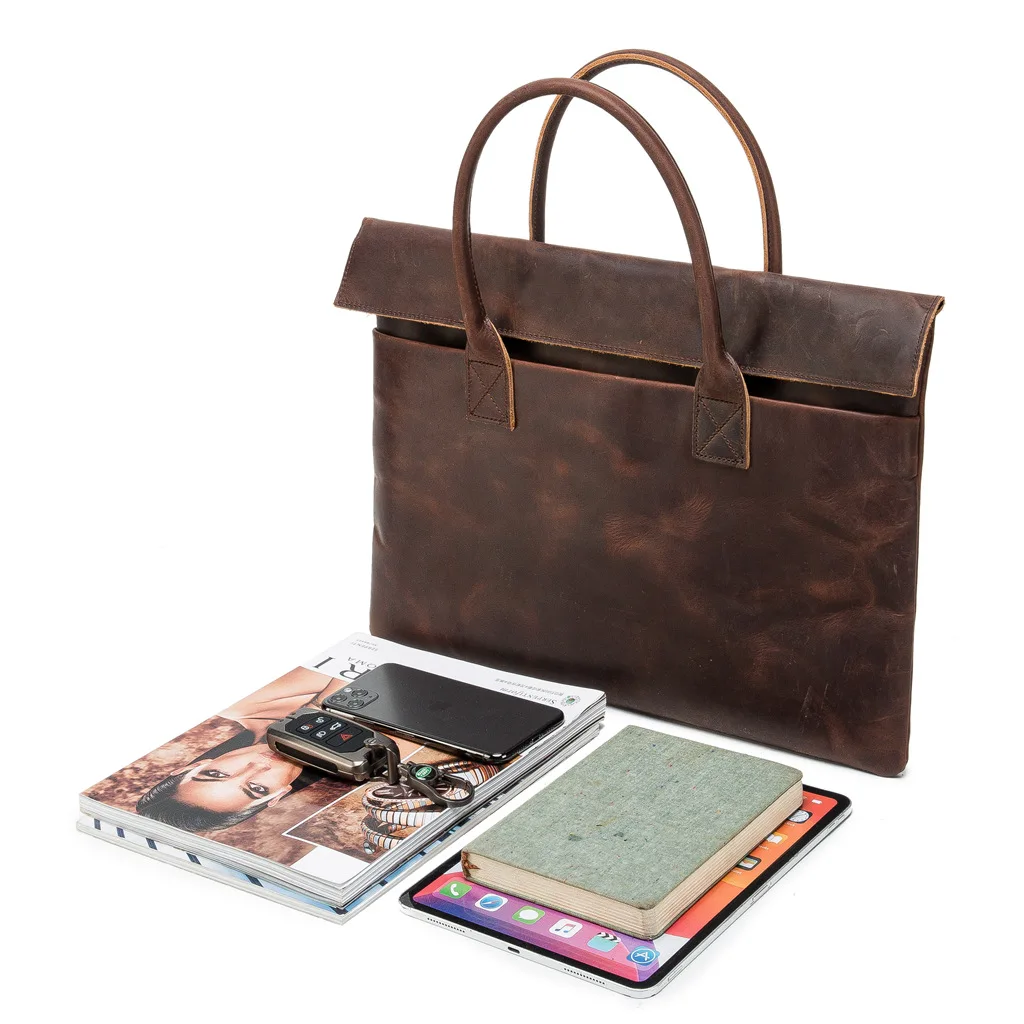 Men's Bag Genuine Leather Men Briefcase for 14/15.6