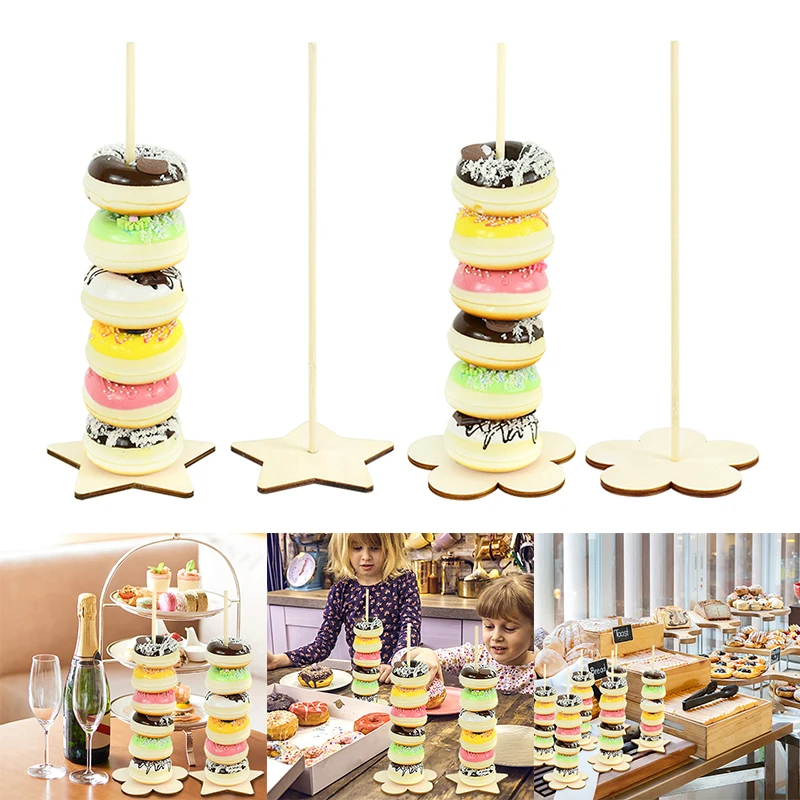 

Wooden Donuts Display Stand Sweets Dessert Doughnut Holder for Wedding Table Decoration Kids Birthday Party Baby Shower Supplies