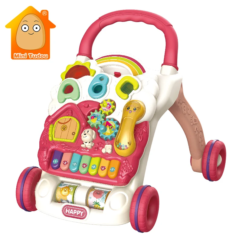 

Baby Walker Toys Multifunction With Wheel Adjustable Sit-to-Stand Musical Walking Balance Pushing Car For Infant 6 12 Months