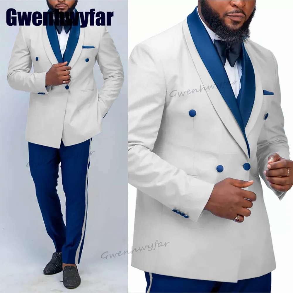 

Gwenhwyfar High Quality Men Suit Tailored-Made 2 Pieces Double Breasted Suit Fashion Tuxedo Bussiness Wedding Groom Blazer Sets
