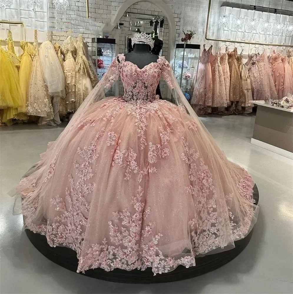 

Iridescent Princess Sweetheart Ball Gown Quinceanera Dresses For Girls Graduation Robe De Bal Beaded Appliques Celebrity Party