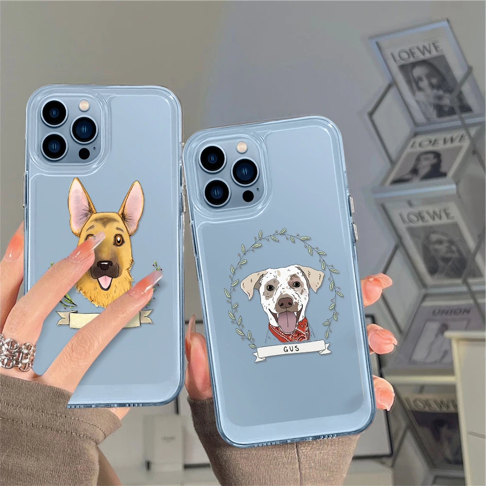 

Clear Case Cute Dog for iPhone 14 13 12 11 Pro Max Mini XS XR X Transparent Shell Cover for iPhone14promax Capa Cartoon Fundas