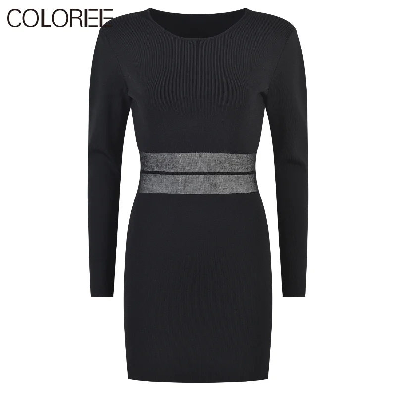 

Женское трикотажное платье-свитер, модельное элегантное дизайнерское офисное платье с круглым вырезом и длинным рукавом, весна 2023