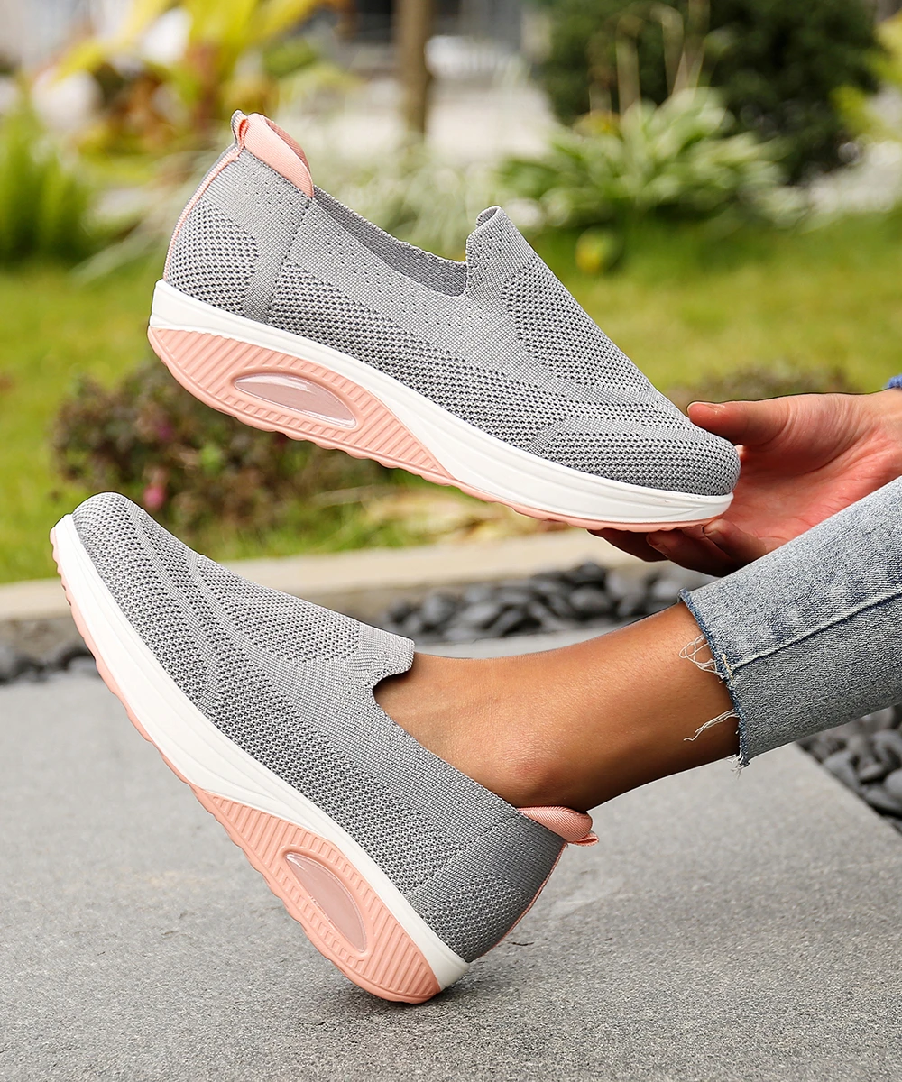 Women Sneakers Slip-On Spring Summer Cushioning Sports Shoes for Female Wine Red Comfortable Women's Loafers Flats Women Shoes
