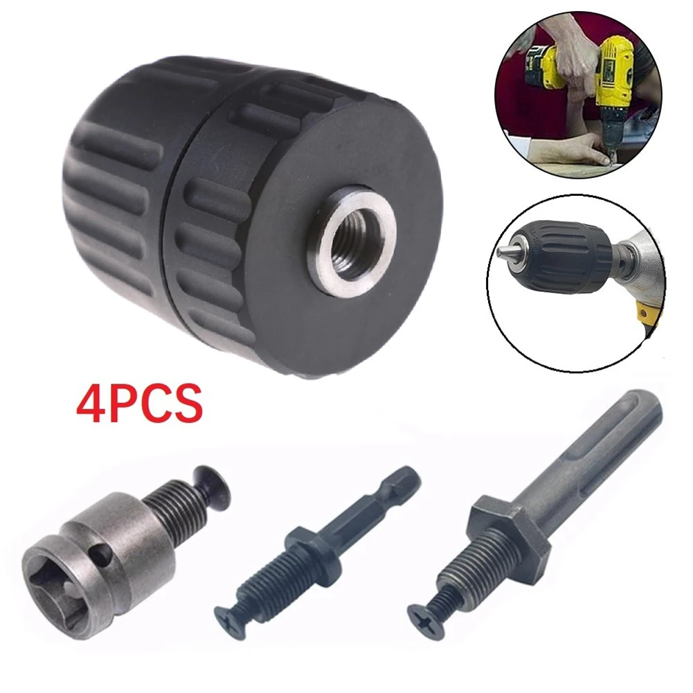 

1set Keyless Drill Chuck 3/8-24UNF Thread Bit Adapter For Impact Drill Chuck Accessories Workshop Equipment Power Tools