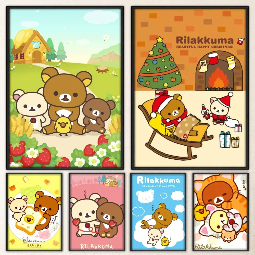 Милый мультяшный постер R-Rilakkuma принты настенная живопись для спальни гостиной