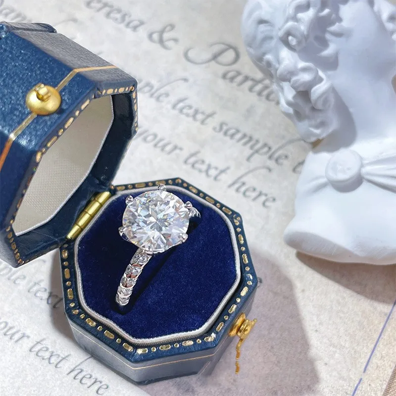 

Adjustable 3ct Diamond Ring Woman Silver 925 White Gold Moissanite Ring Engagement Wedding Moissanite Ring with Certificate