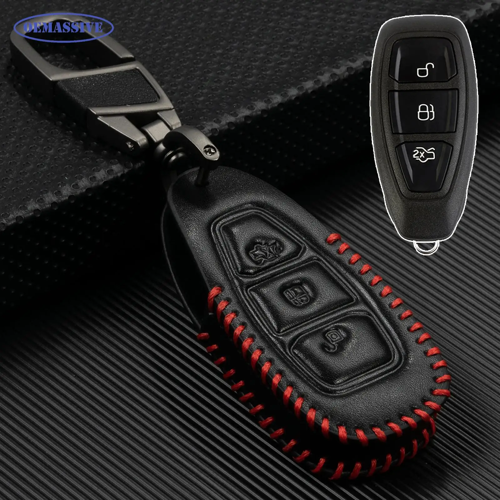 

Автомобильный пульт дистанционного управления, брелок, чехол, защитный чехол из искусственной кожи, 3 кнопки для Ford Focus C Max Mondeo Kuga Fiesta Galaxy Auto