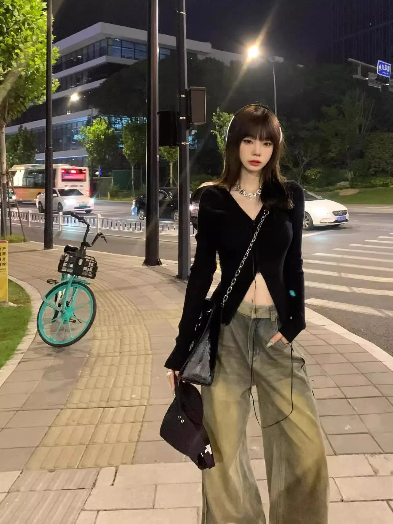 Американский вязаный свитер на молнии с v-образным вырезом верхняя одежда