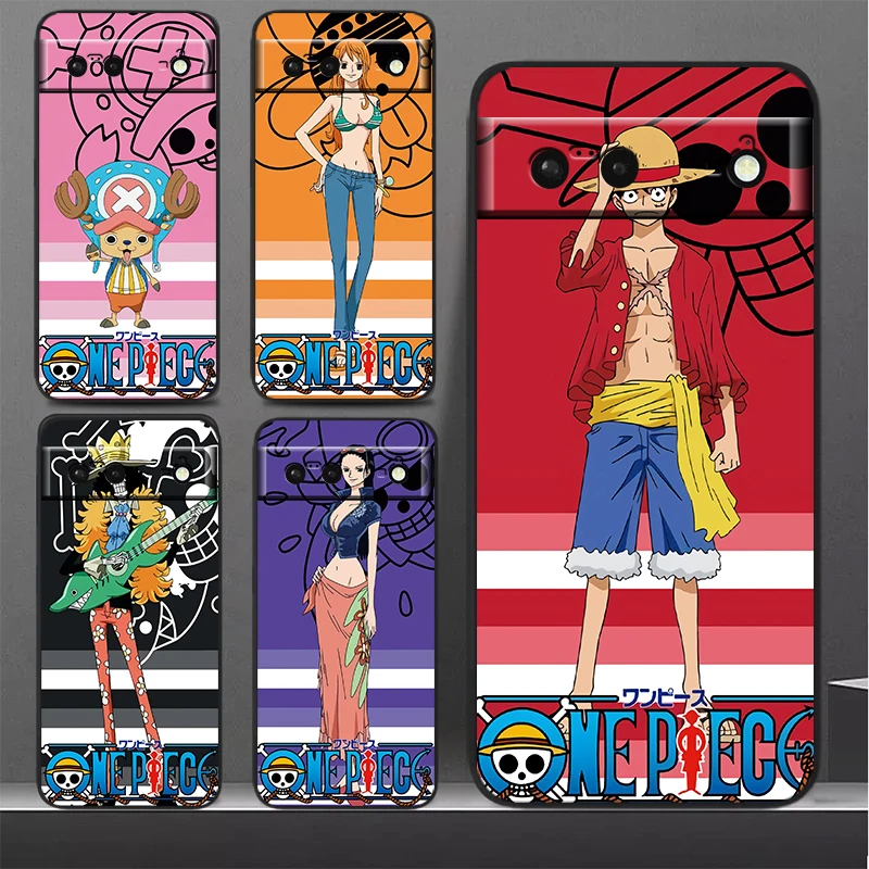 

Popular Anime One Piece Cartoons Phone Case For Google Pixel 7 6 Pro 6A 5A 5 4 4A XL 5G Black Shockproof Silicone TPU Cover