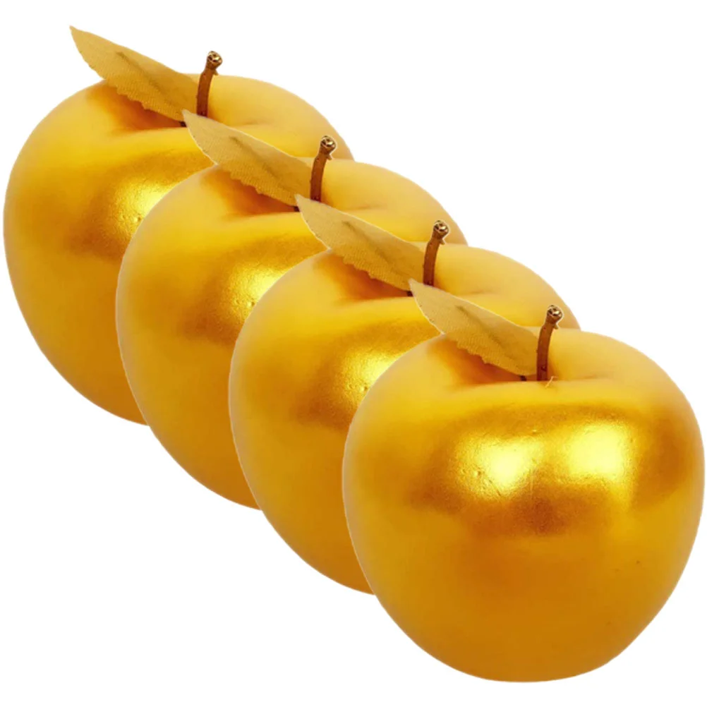

4 Pcs Shape Toys Model Artificial Fruit Lifelike Apples Pretend Toys Realistic Apples Decorate Simulated Golden