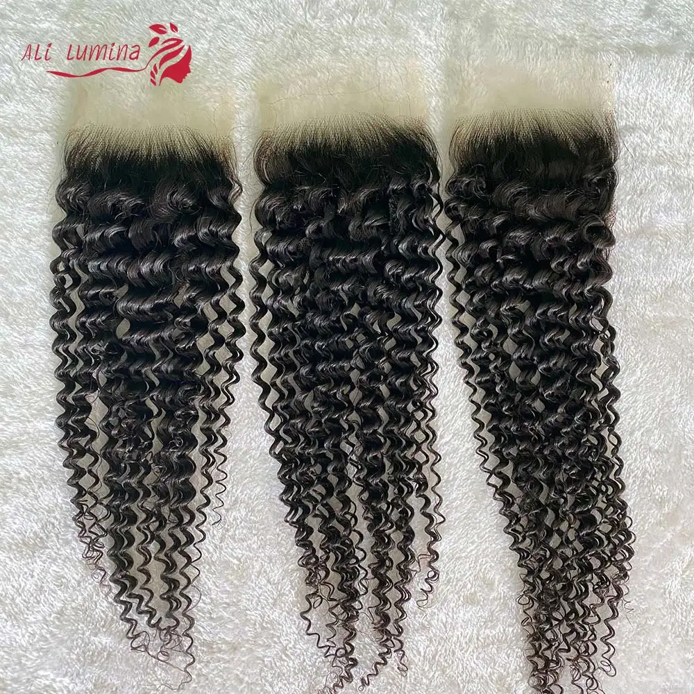 

5x5 Kinky Curly Closure 100% Human Hair Closure Only Preplucked With Natural Hairline 8-22 Inch 4x4 Transparent Lace Closure