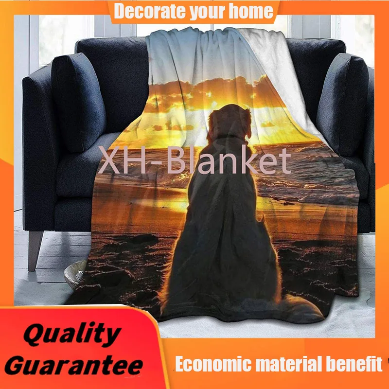

Golden Retriever Dog Cool Beach Art Full Fleece Throw Cloak Wearable Blanket Nursery Bedroom Bedding Decor Decorations Queen