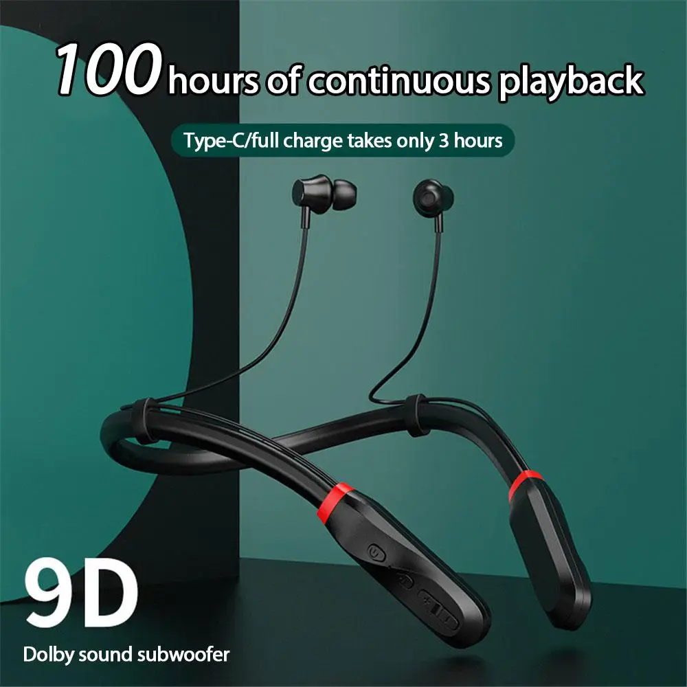 

100 Hours Of Battery Life Bluetooth Headset Stereo Neck-mounted Sports Earphone 1000 Mah Battery Hanging Neck Headphones