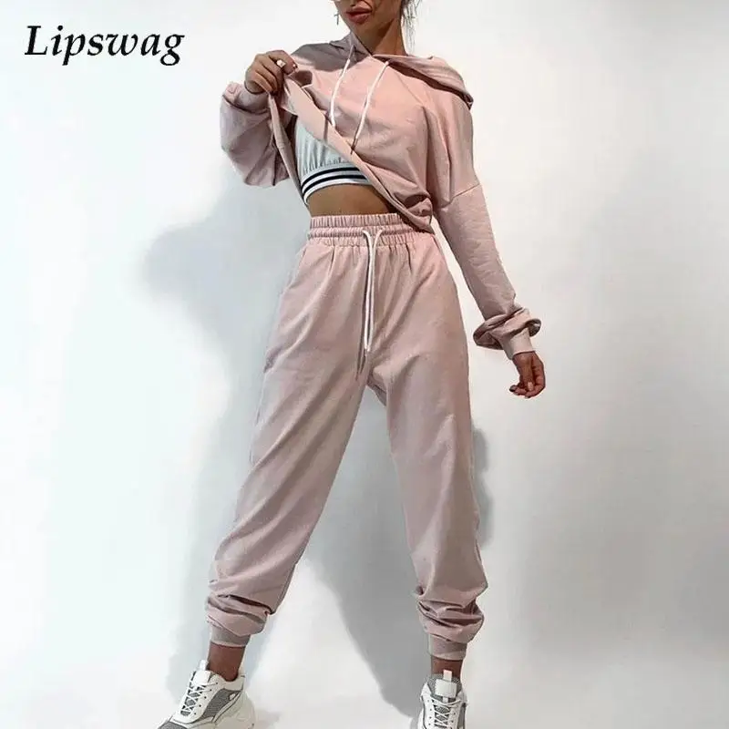 

Новинка осени, повседневный женский модный пуловер с длинным рукавом и спортивные брюки на шнурке, женские свободные комплекты