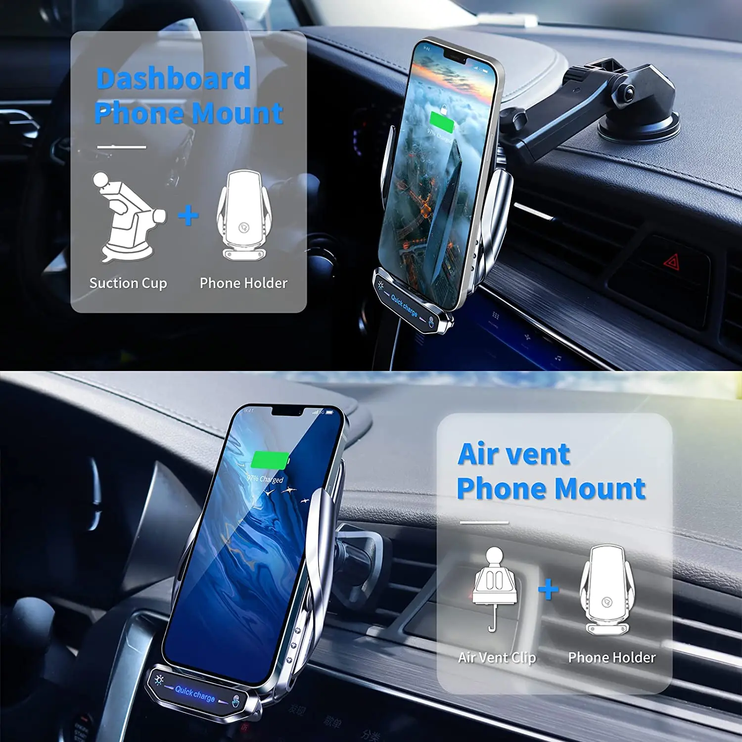 15W Car Wireless Chargers Magnetic Infrared Induction Phone Holder For iPhone 14 13 11 X Samsung S20 Xiaomi Fast Charging |