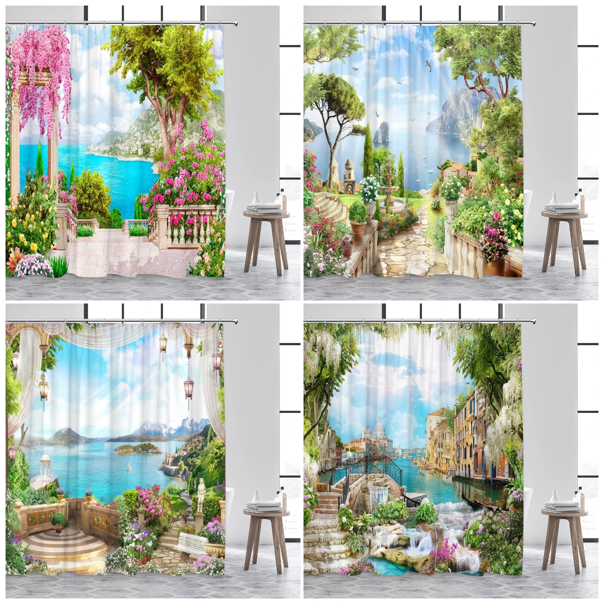 Шторы для душа с Приморским и океанским видом занавески из полиэстера