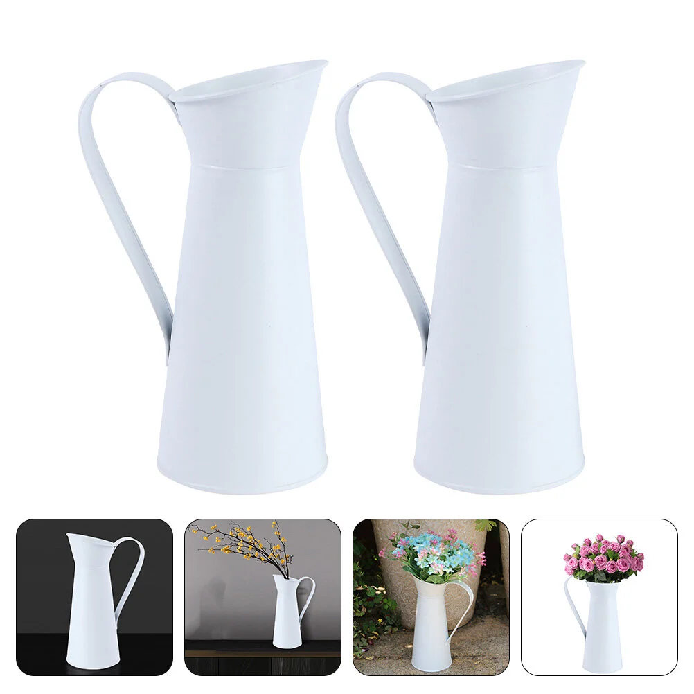 

2 Pcs Bouquet Desktop Vase Decor Adornment Garden Supplies White Vases Simple Dry Flowers Fashion Creative Holder Kettle