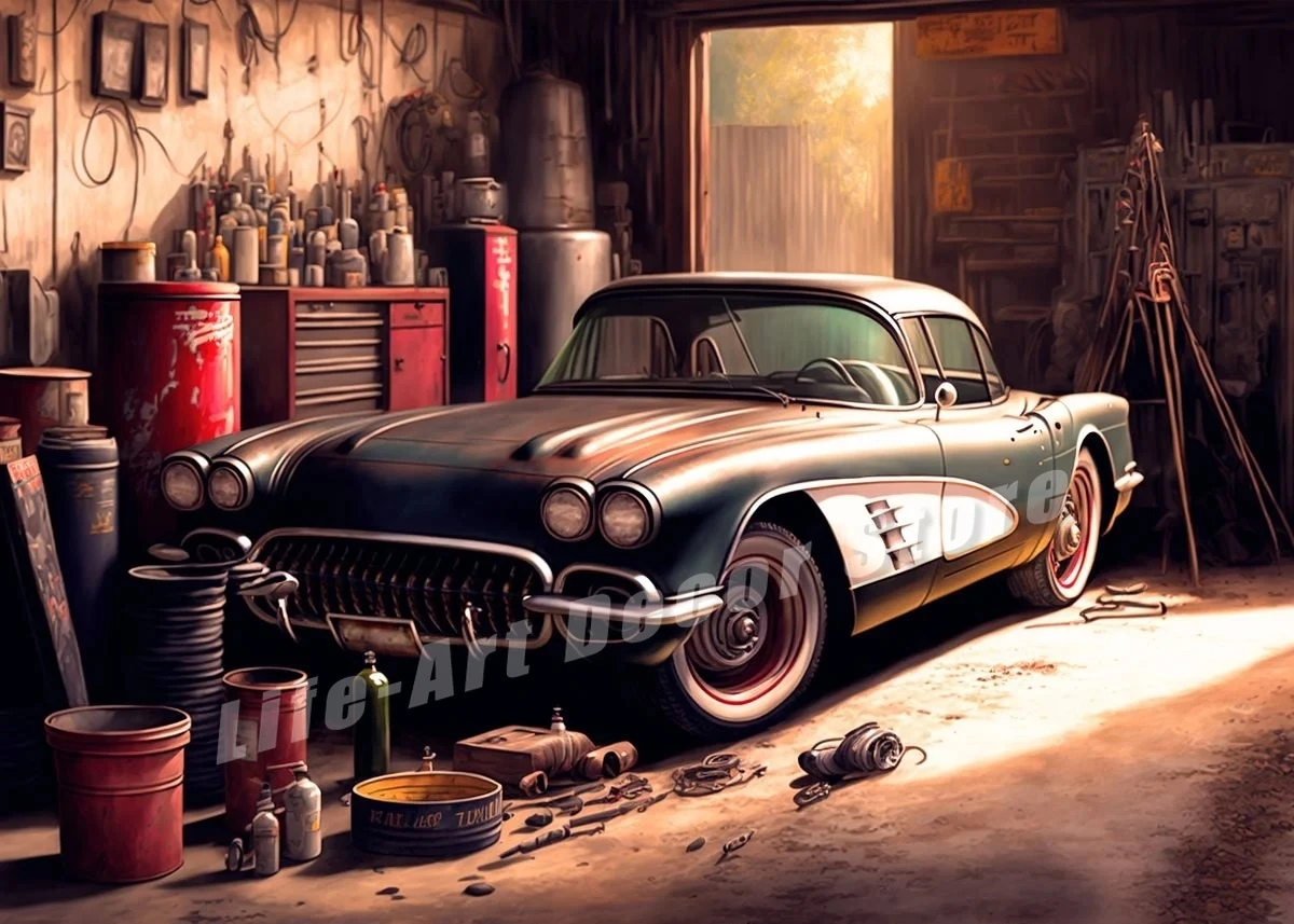 

Ретро постер спортивного автомобиля на холсте