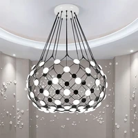 mesh pendant lamp postmodern large pendant light villa stairs suspension hotel creative design black chess decor kitchen lights
