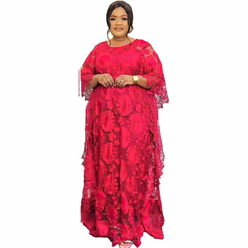 

African Dresses For Women 2 Piece Sets Lace Dashiki Abaya Robe Femme Slim Evening Long Maxi Dress Africa Clothes And Lining