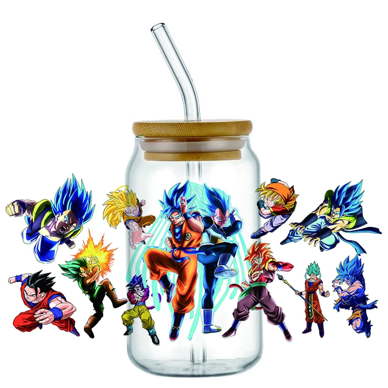 Minoso 3D Dragon Ball UV DTF Аниме Наклейка Для Стеклянной Кофейной Кружки Libbey 16 Унций На Окно