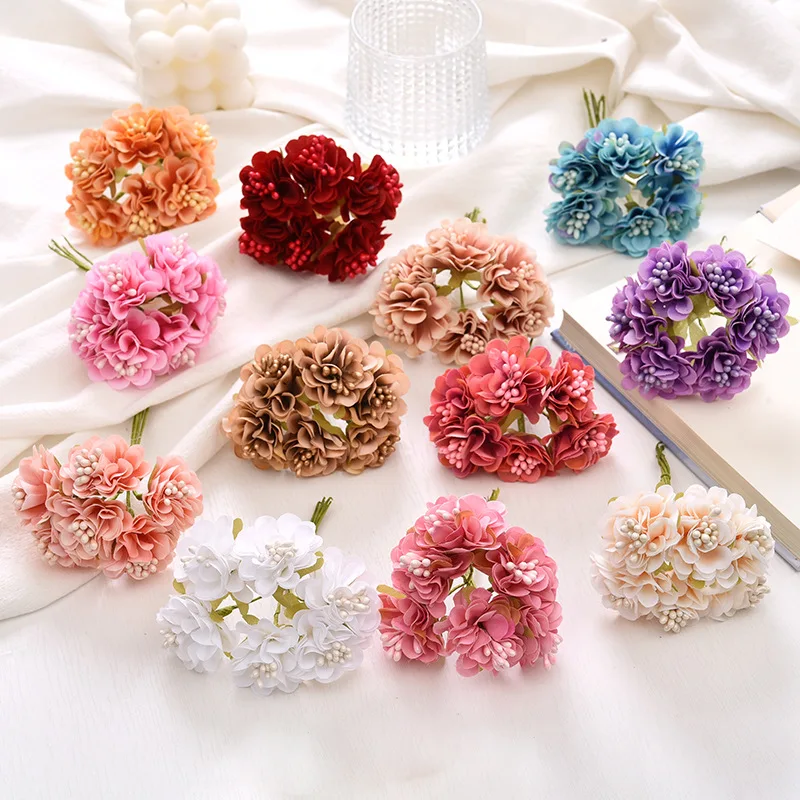 

Шелковый искусственный цветочный букет, украшение для свадебной вечеринки, искусственные цветы для рукоделия, скрапбукинга