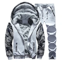 2022 winter new men track suits sets mens warm hooded sportswear lined thick tracksuit jacket pant sets male cotton new