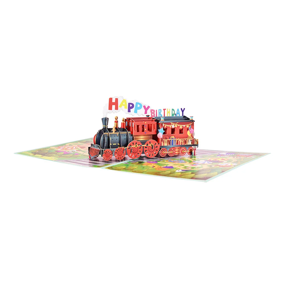 

1 Set of Creative Three-dimensional Train Design Greeting Kids Birthday
