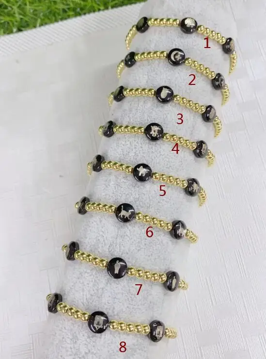 

1pcs black bead Bracelet Mixed gold color beads Pendant resin Beaded Charms Bangle For Women Wedding Birthday Gift drt3