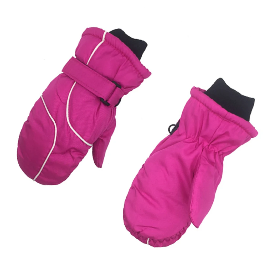 

1/2/3/5 Children Skiing Mittens Solid Color Children Hands Warmer Toddlers Mitt Outdoor Sport Winter Mitten Hand Cover Rose red