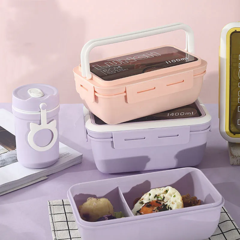 

Microwave Lunch Box Set Bento Box with Soup Can Breakfast Mug Tableware Food Storage Container Children Kids School Office