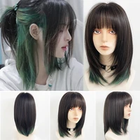 new concubine synthetic cosplay wig mullet head female wolf tail wig with bangs natural green highlights fashion hair