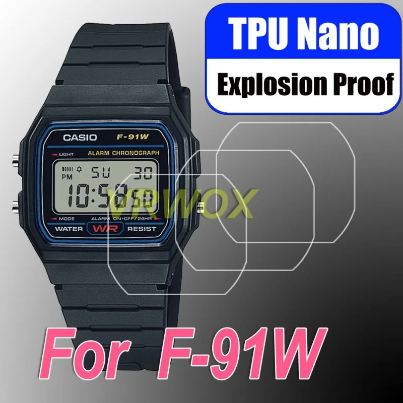 

1/3Pc Protector For Casio F-91W AE-1200 DW5600 5610 GMWB500 W217 HD Clear TPU Anti-Scratch Nano Explosion-proof Screen Protector