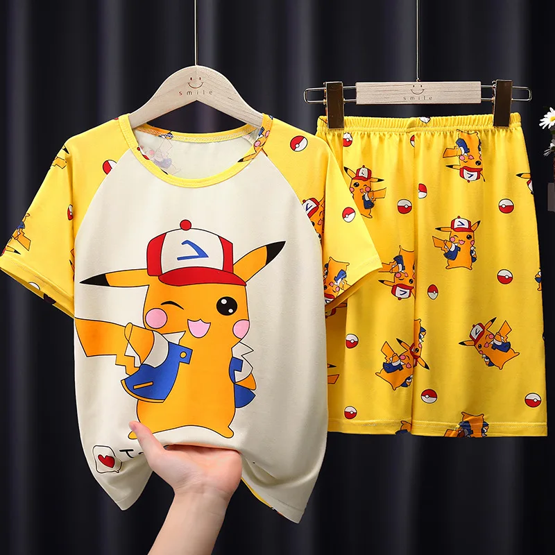 Pokemon Cartoon Baby Sleepwear Children Nightwear Homewear for 2-14Years Pyjama Kids Boys Girls Kids Pajamas Set Clothes Set images - 6