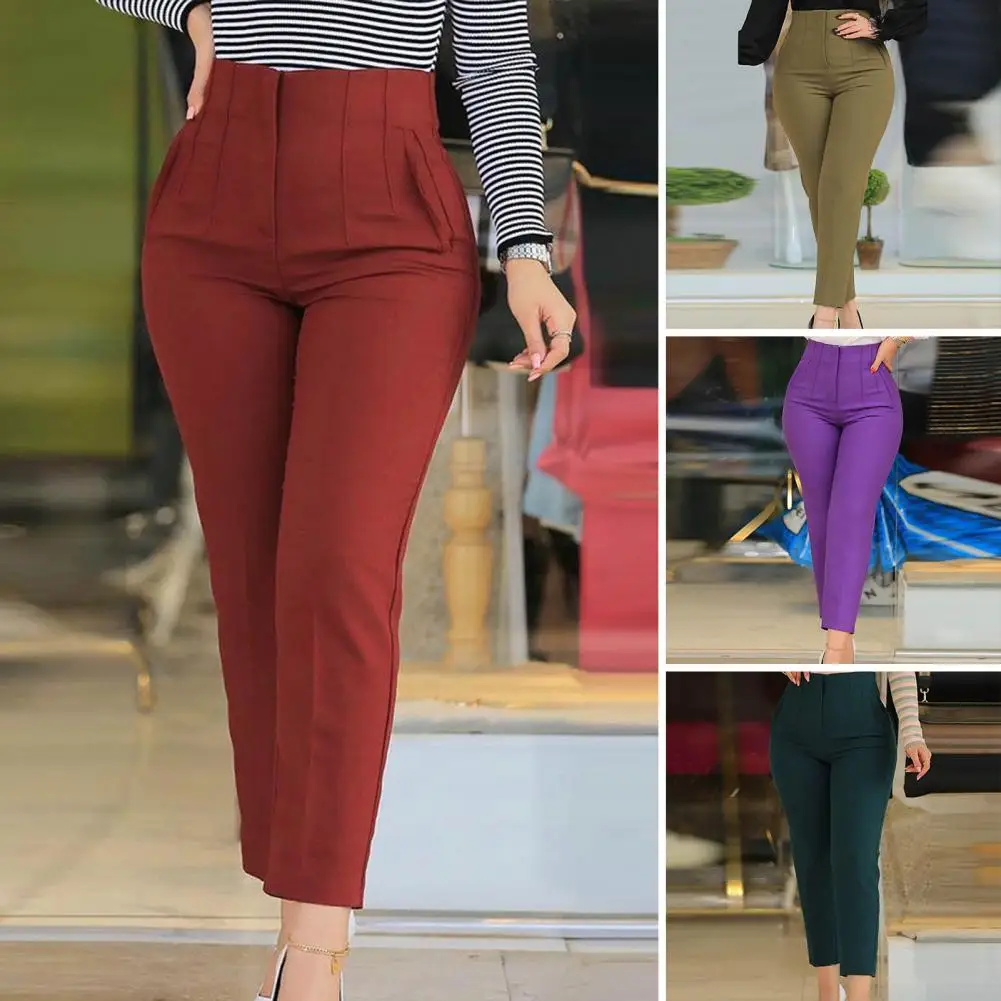 

Fashion Colorfast 3D Cutting Pure Color Straight Formal Suit Pants Female Clothing Suit Pants Women Trousers