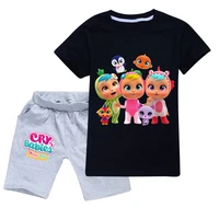children cry babies t shirts clothing set summer casual kids cartoon 3d tees suit for boys girl 2 16 years kids fashion clothes